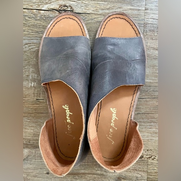 Free People Sandals Shoes Women’s US 7 Mont Blanc Leather Gray Brown Boho - Picture 3 of 15